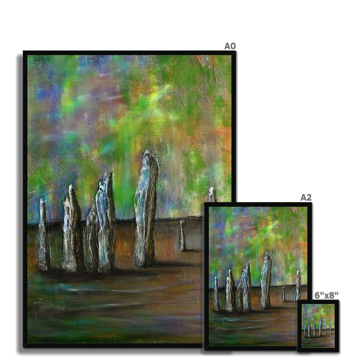 Scottish Paintings - ' Callanish Northern Lights ' Framed Print