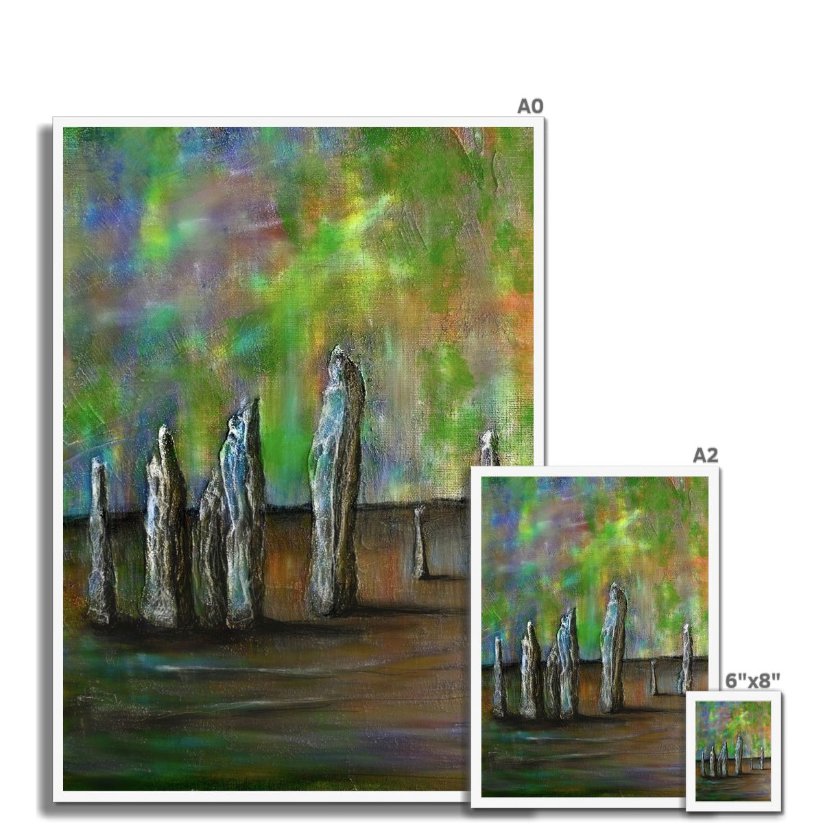 Scottish Paintings - ' Callanish Northern Lights ' Framed Print