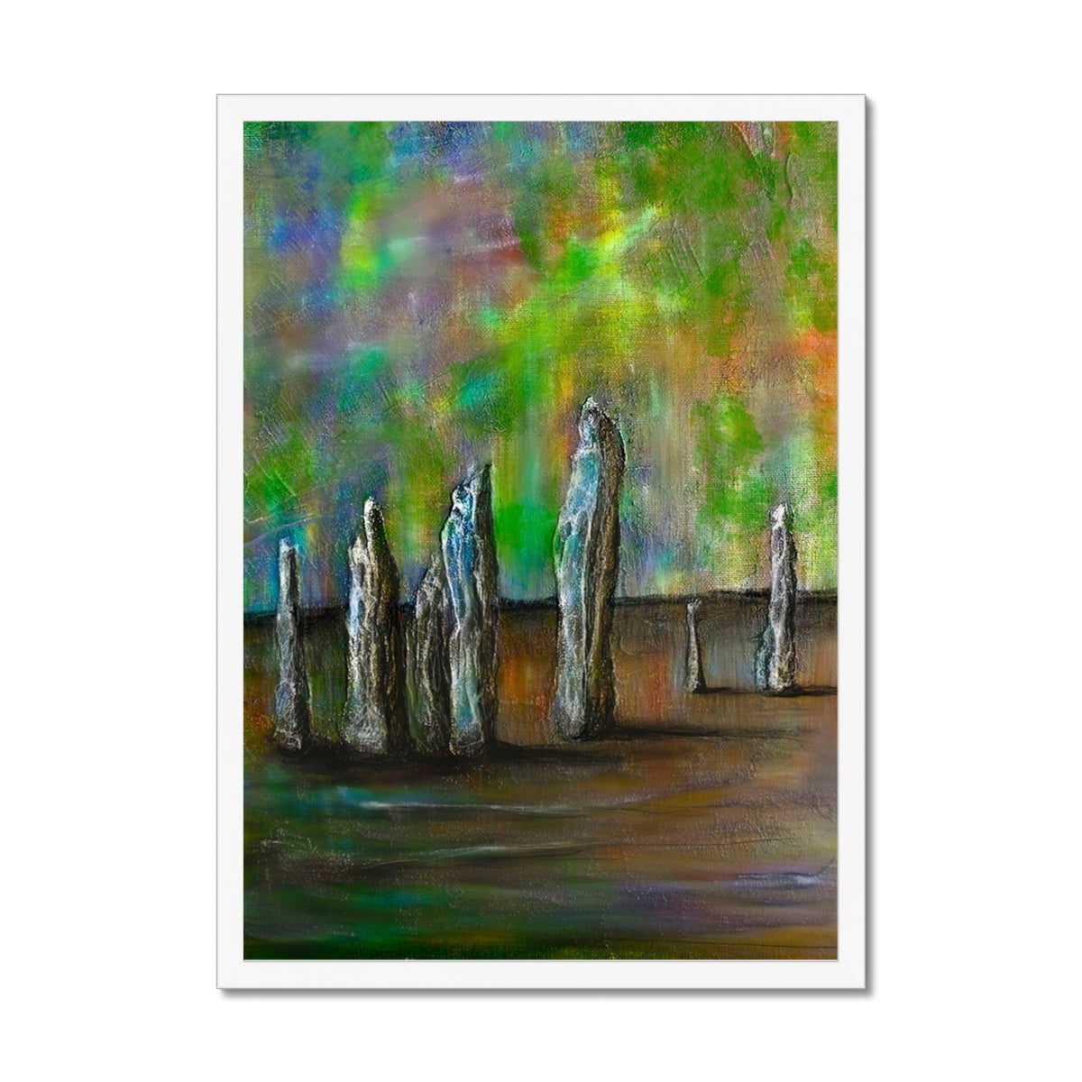 Scottish Paintings - ' Callanish Northern Lights ' Framed Print