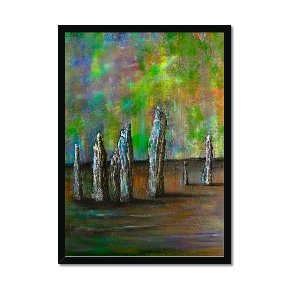 Scottish Paintings - ' Callanish Northern Lights ' Framed Print