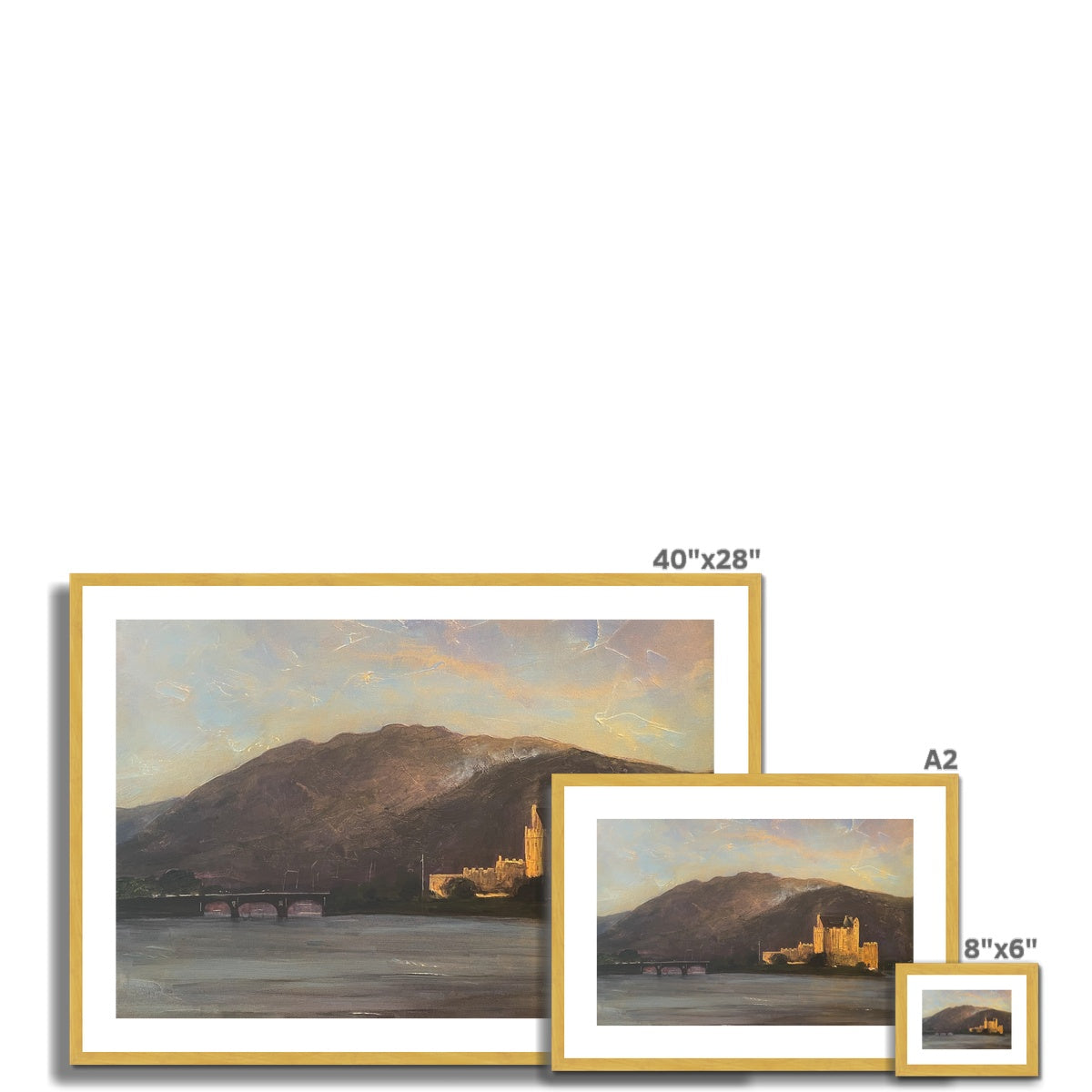Scottish Paintings - ' Eilean Donan Castle ' Antique Framed & Mounted Print