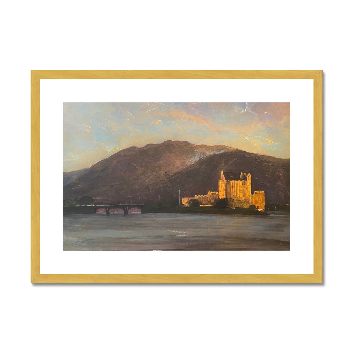 Scottish Paintings - ' Eilean Donan Castle ' Antique Framed & Mounted Print