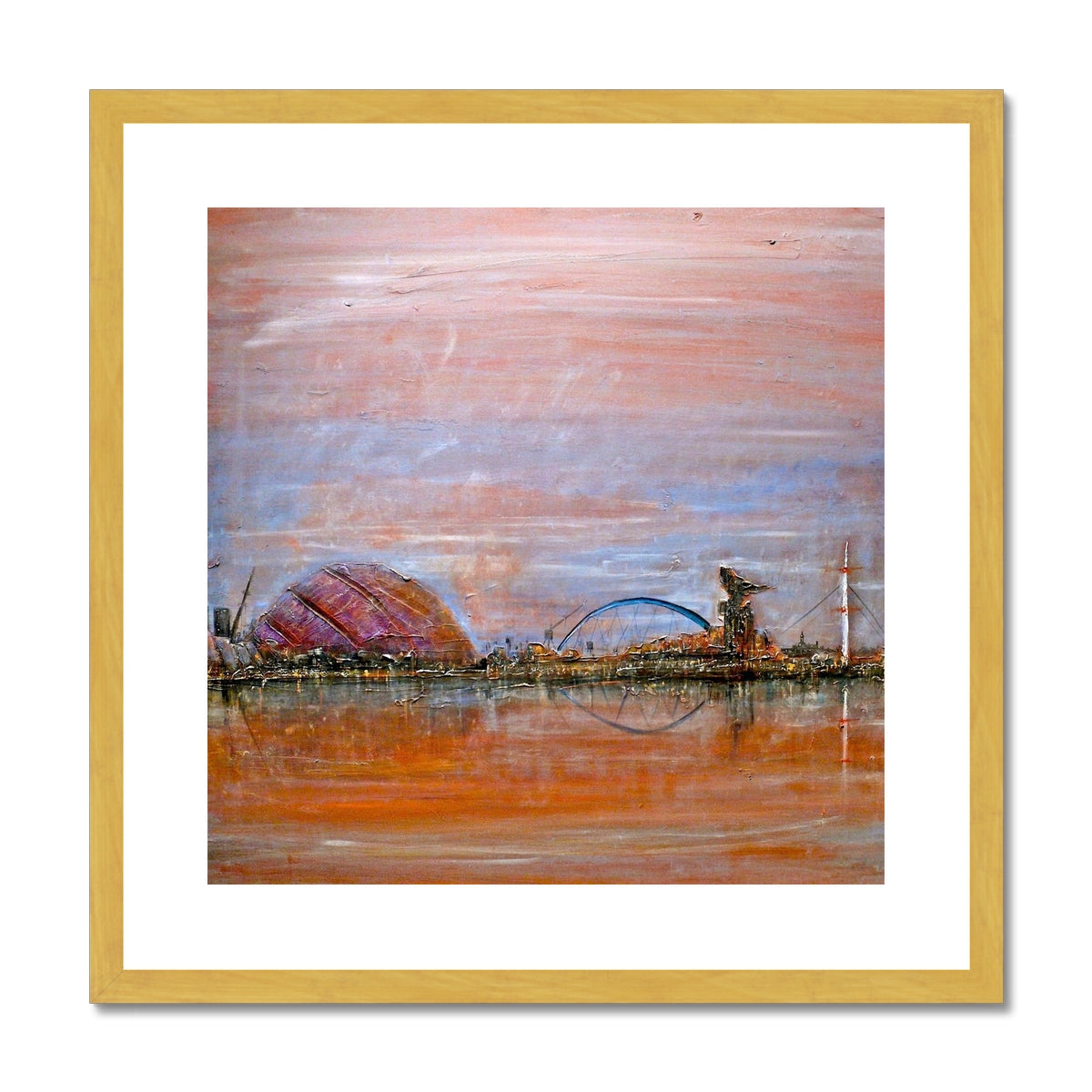Scottish Paintings - ' Glasgow Harbour ' Antique Framed & Mounted Print.