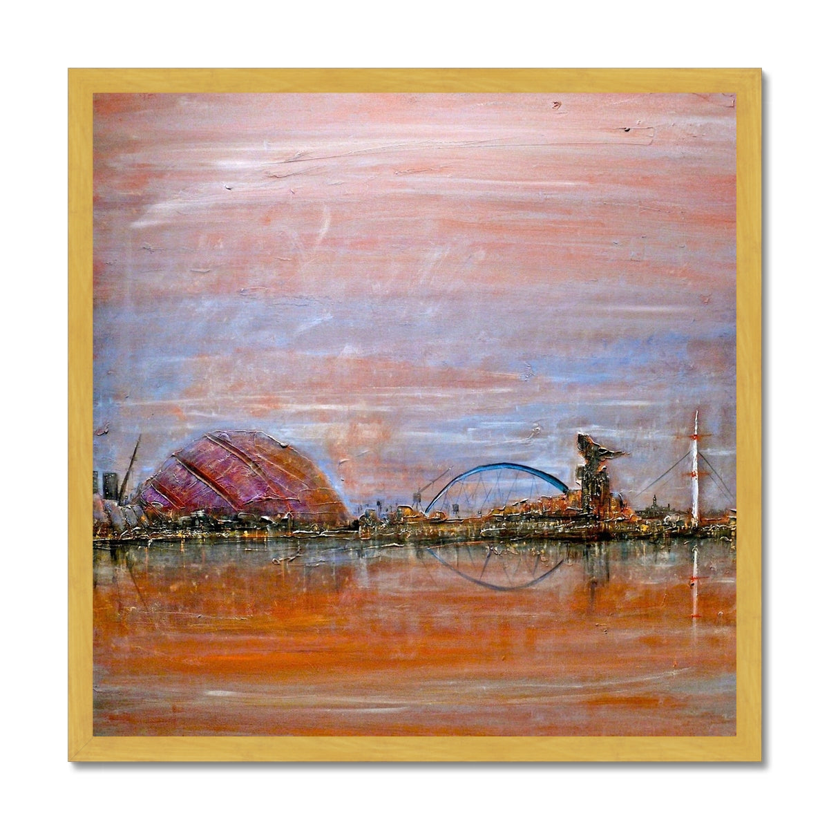 Scottish Paintings - ' Glasgow Harbour ' Antique Framed Print.