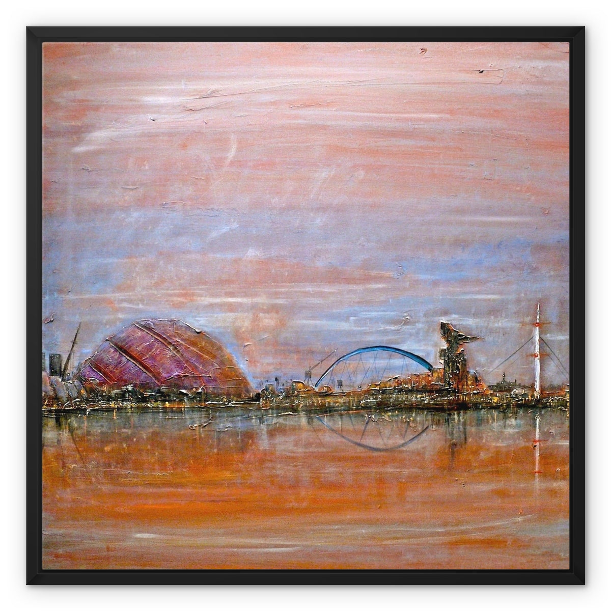 Scottish Paintings - ' Glasgow Harbour ' Framed Canvas.