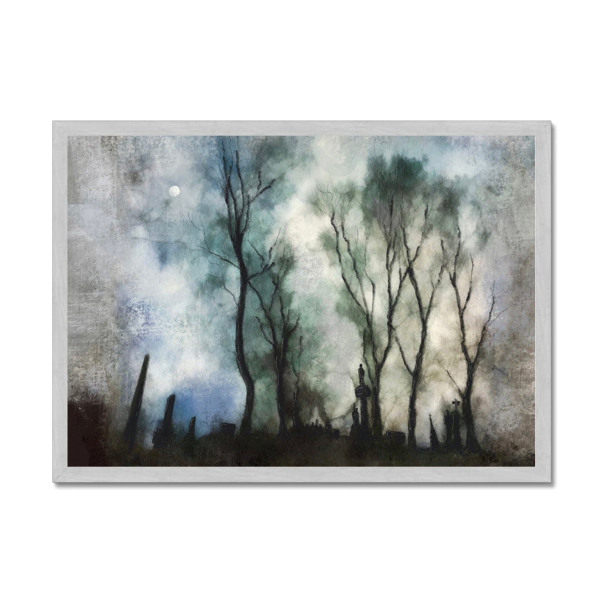 Scottish Paintings - ' Glasgow Necropolis Moonlight ' Antique Framed Print
