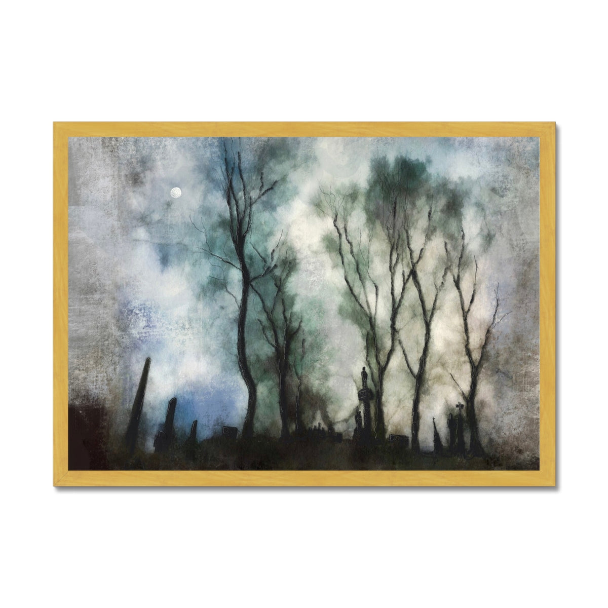 Scottish Paintings - ' Glasgow Necropolis Moonlight ' Antique Framed Print