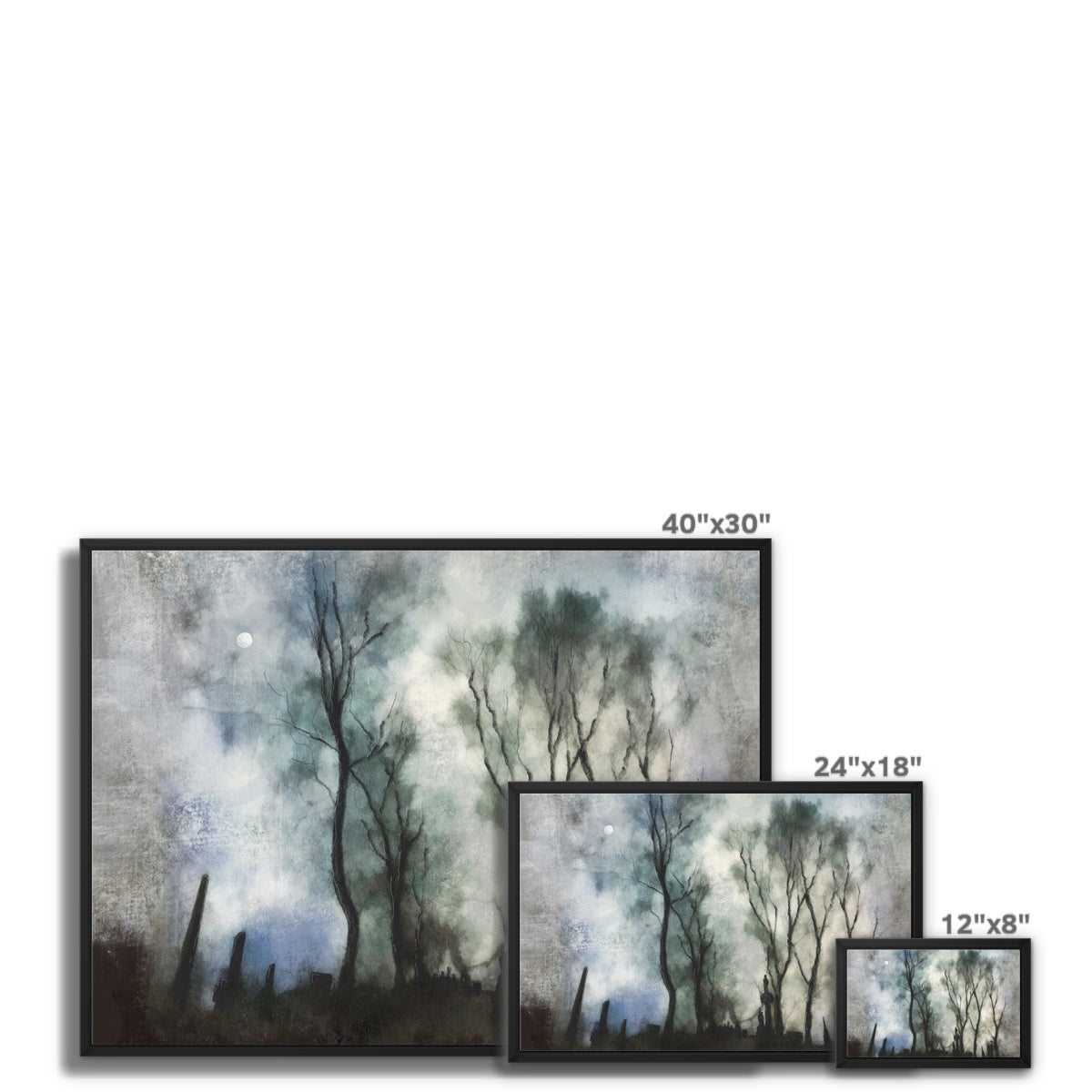 Scottish Paintings - ' Glasgow Necropolis Moonlight ' Framed Canvas