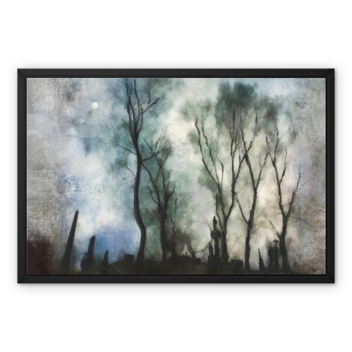 Scottish Paintings - ' Glasgow Necropolis Moonlight ' Framed Canvas