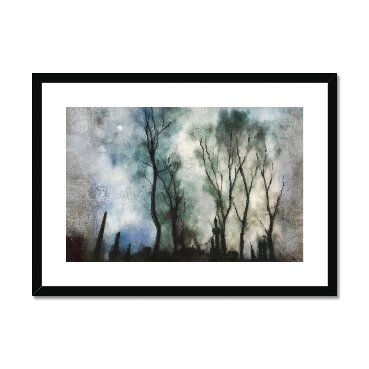 Scottish Paintings - ' Glasgow Necropolis Moonlight ' Framed & Mounted Print
