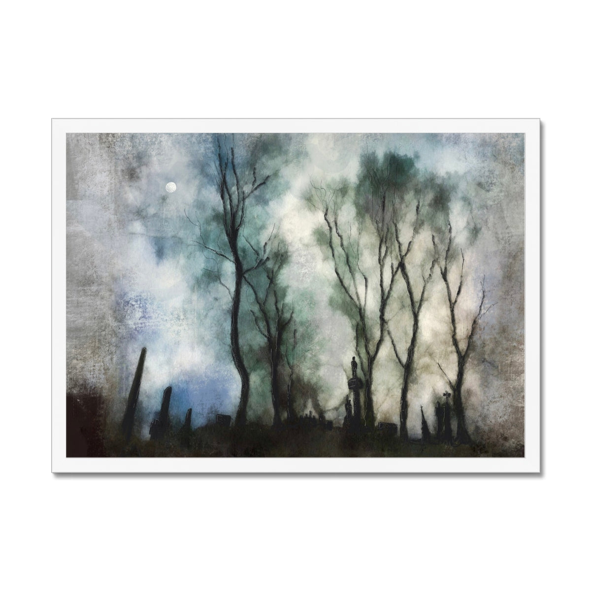 Scottish Paintings - ' Glasgow Necropolis Moonlight ' Framed Print