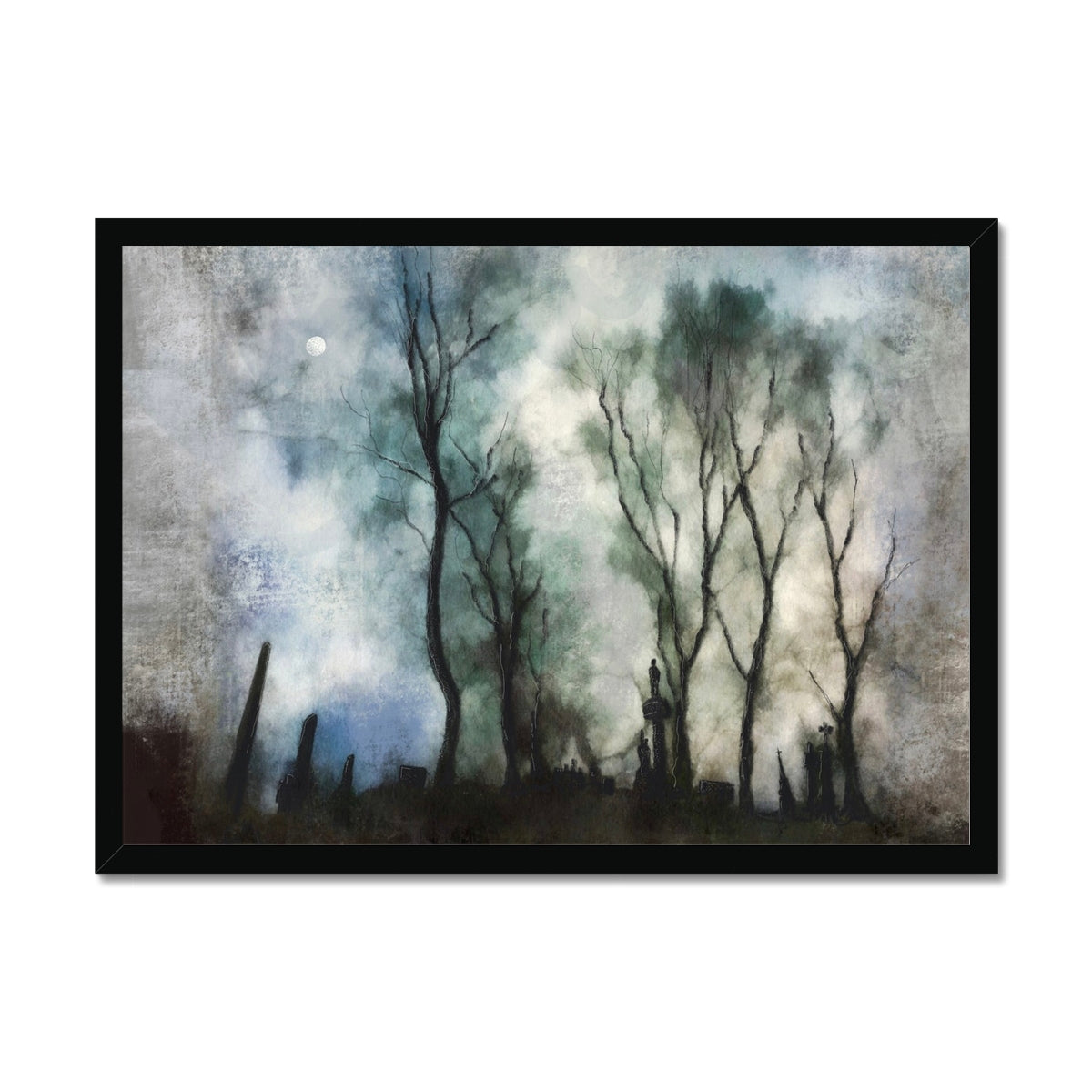 Scottish Paintings - ' Glasgow Necropolis Moonlight ' Framed Print