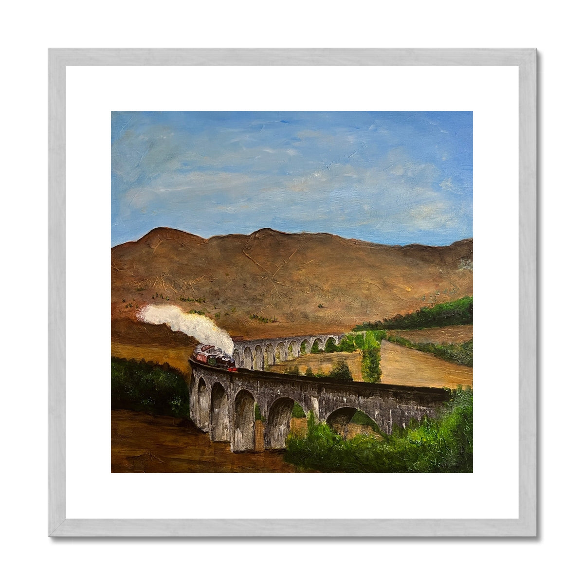 Scottish Paintings - ' Glenfinnan Viaduct ' Antique Framed & Mounted Print
