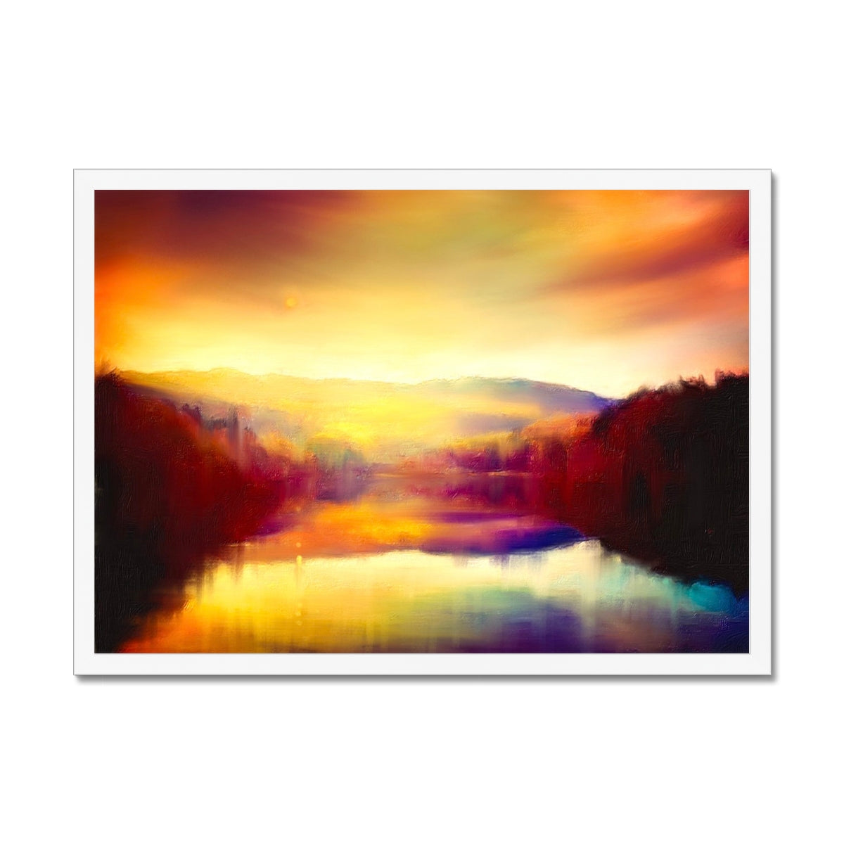 Scottish Paintings - ' Loch Faskally Dusk ' Framed Print.
