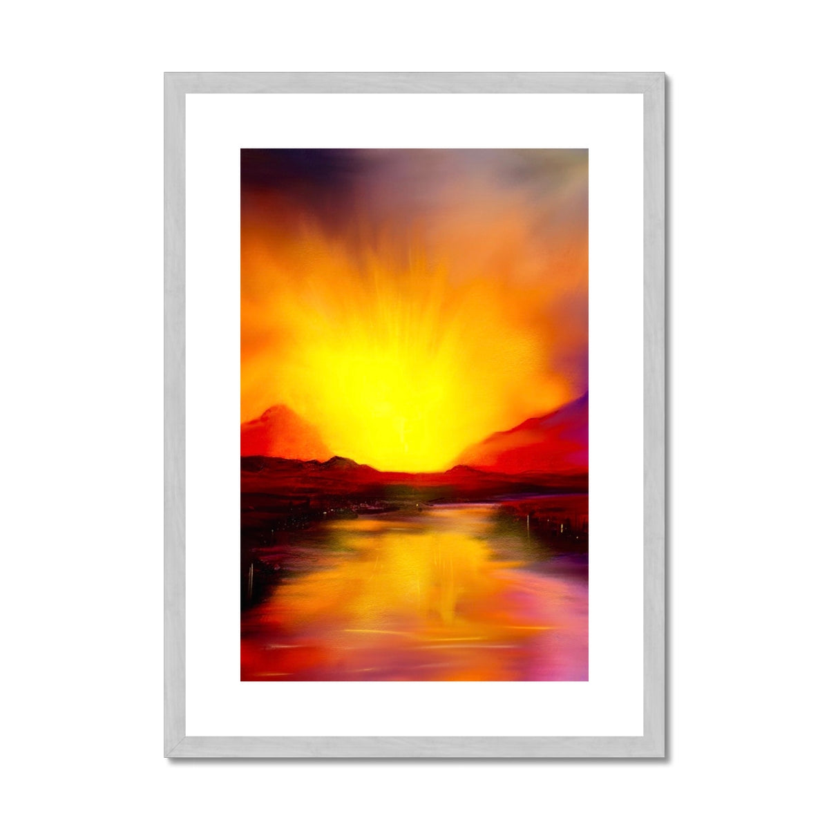 Scottish Paintings - ' Skye Sunset ' Antique Framed & Mounted Print