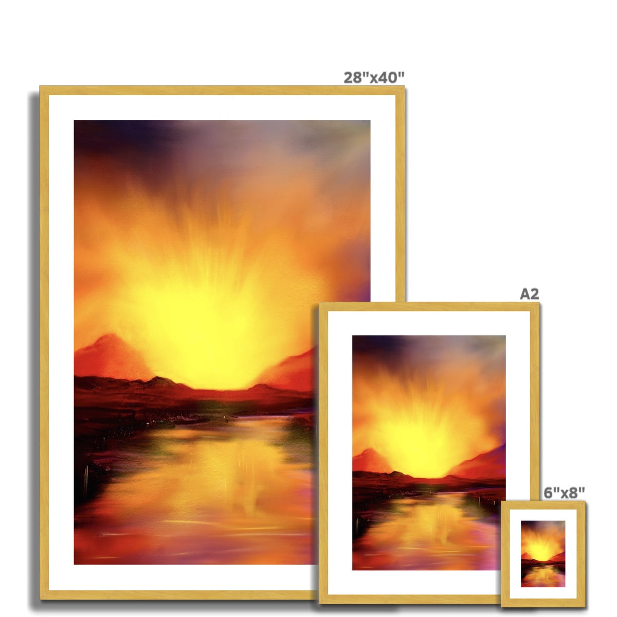 Scottish Paintings - ' Skye Sunset ' Antique Framed & Mounted Print.