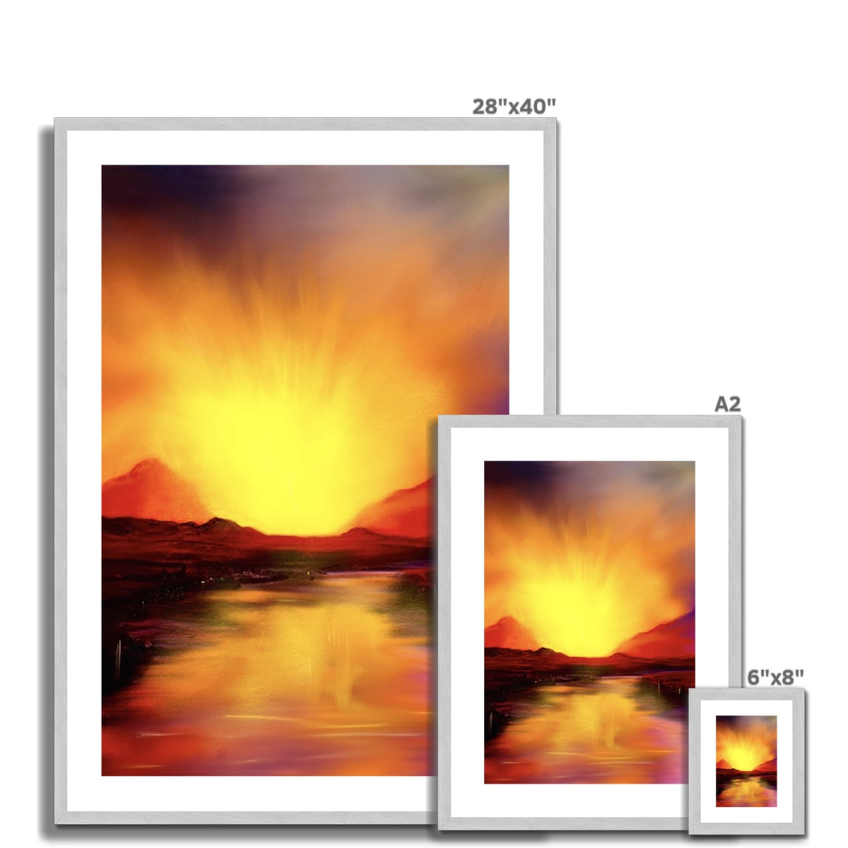 Scottish Paintings - ' Skye Sunset ' Antique Framed & Mounted Print.