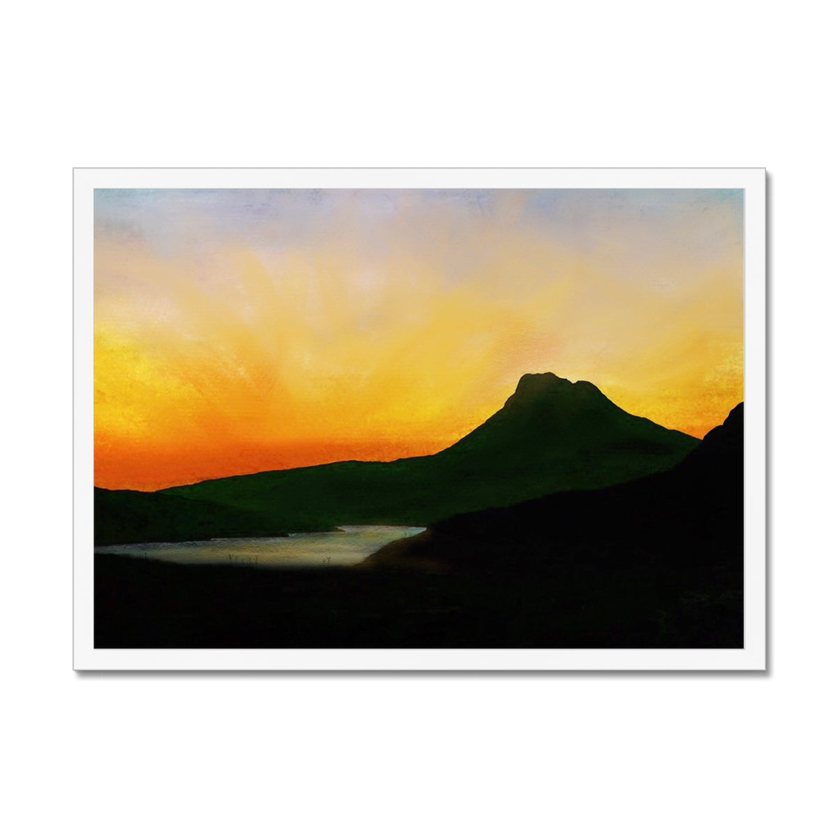 Scottish Paintings - ' Stac Pollaidh Dusk ' Framed Print