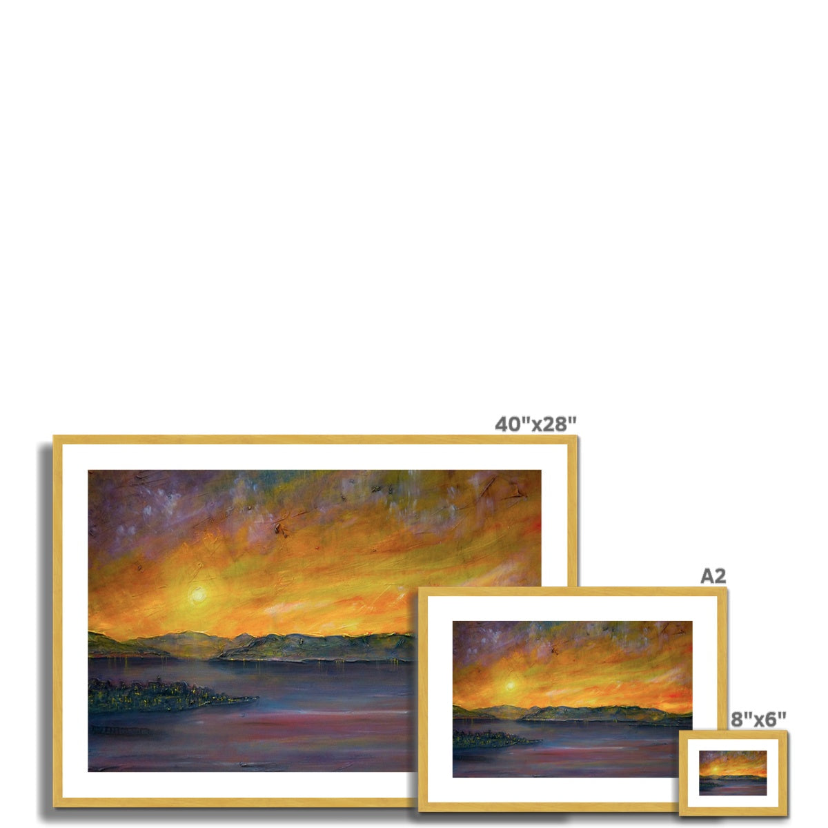 Scottish Paintings - ' Sunset Over Gourock ' Antique Framed & Mounted Print