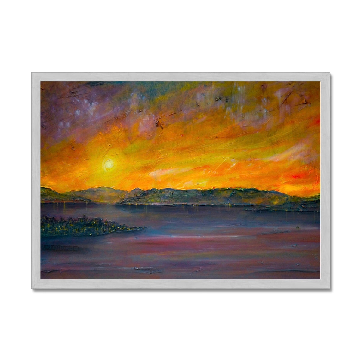 Scottish Paintings - ' Sunset Over Gourock ' Antique Framed Print