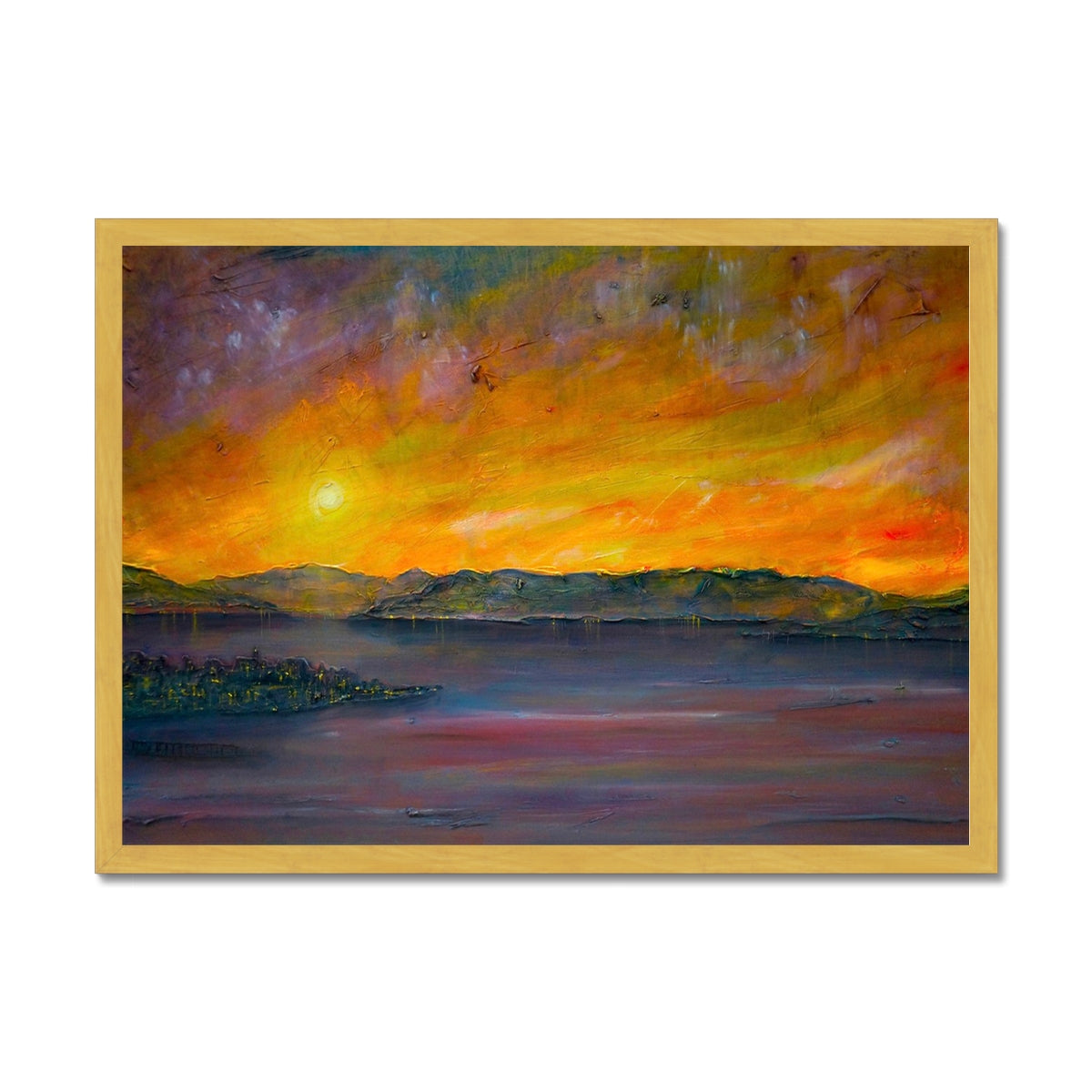 Scottish Paintings - ' Sunset Over Gourock ' Antique Framed Print