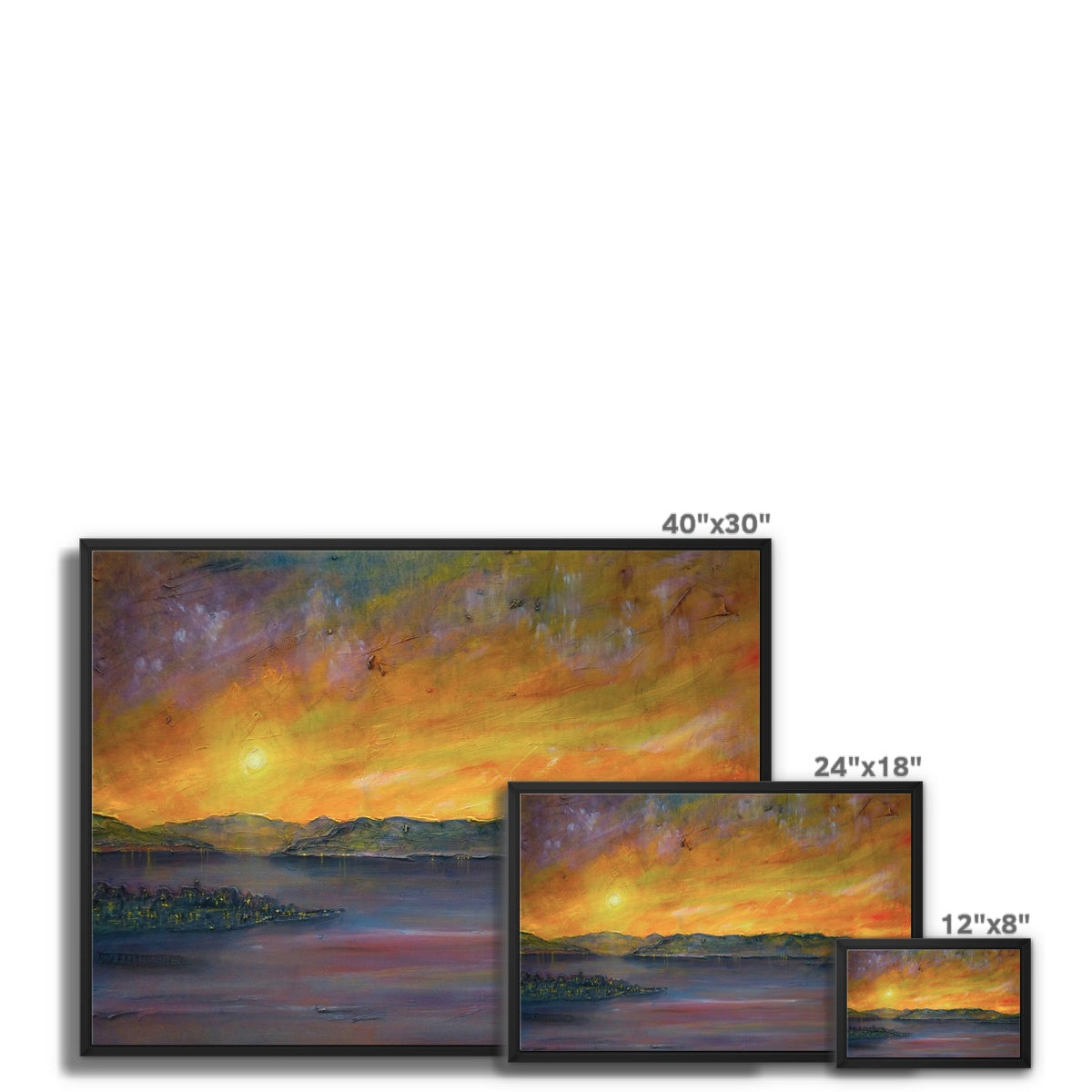 Scottish Paintings - ' Sunset Over Gourock ' Framed Canvas