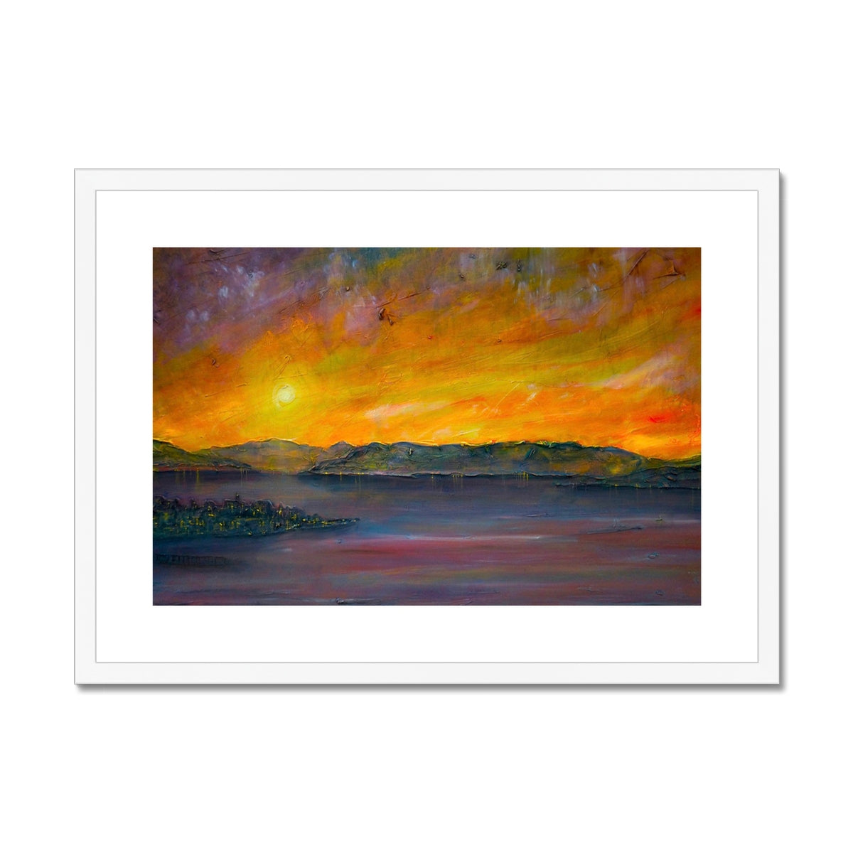Scottish Paintings - ' Sunset Over Gourock ' Framed & Mounted Print