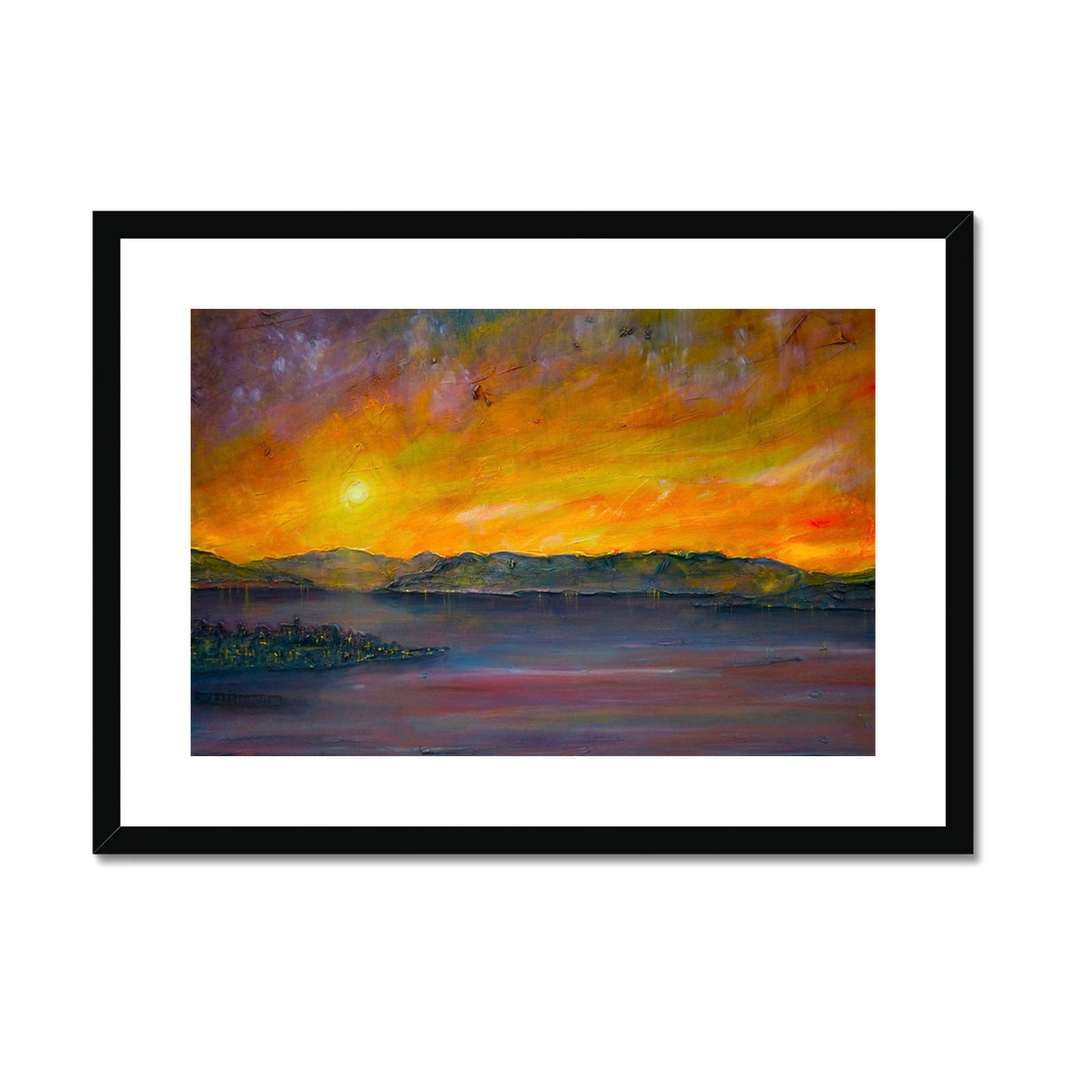 Scottish Paintings - ' Sunset Over Gourock ' Framed & Mounted Print