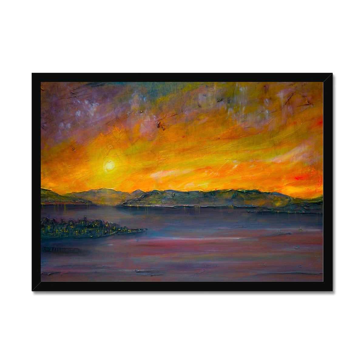 Scottish Paintings - ' Sunset Over Gourock ' Framed Print