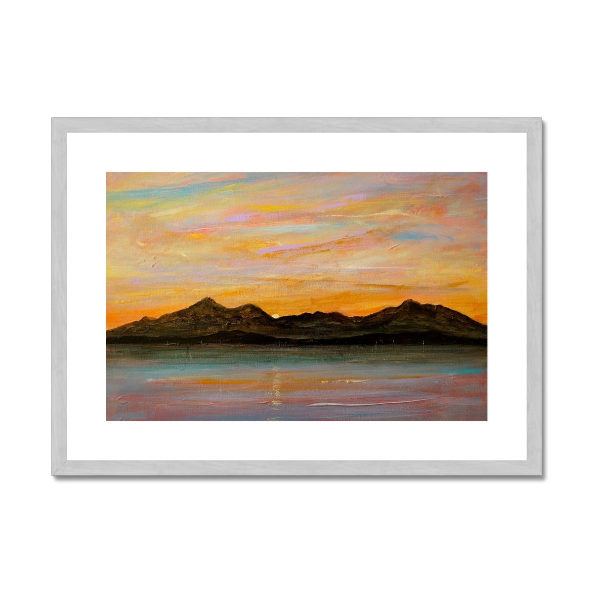 Scottish Paintings - ' The Sleeping Warrior Arran ' Antique Framed & Mounted Print