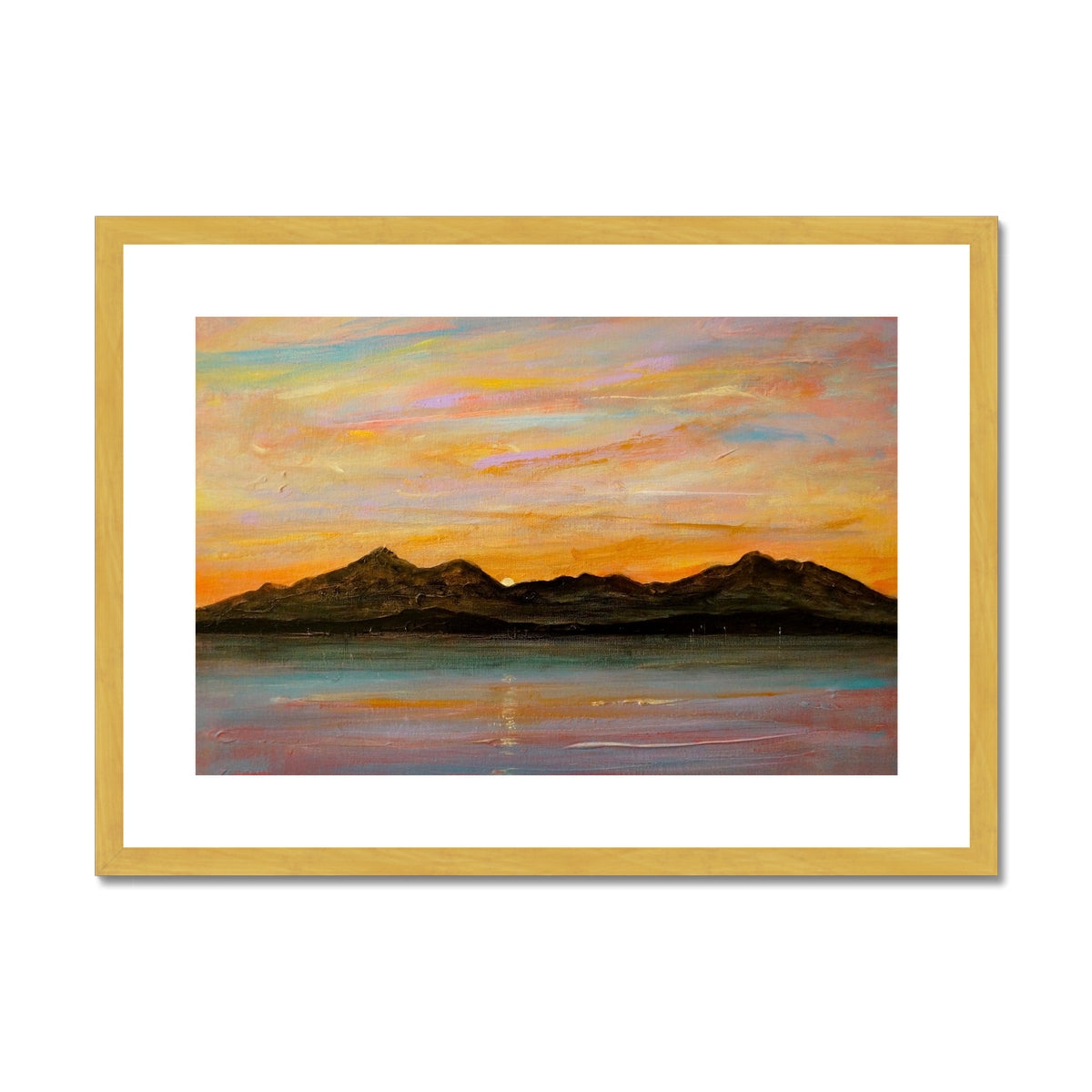 Scottish Paintings - ' The Sleeping Warrior Arran ' Antique Framed & Mounted Print
