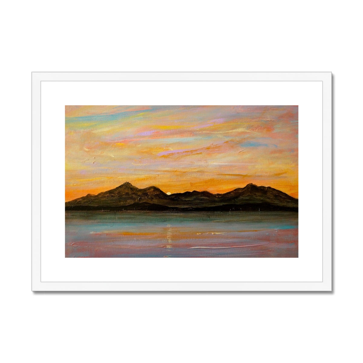 Scottish Paintings - ' The Sleeping Warrior Arran ' Framed & Mounted Print