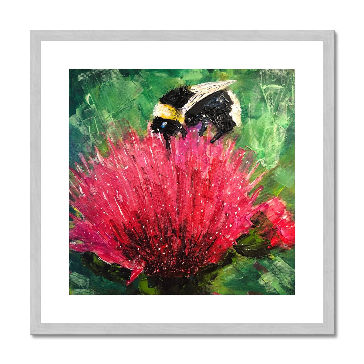 Scottish Paintings - ' The Thistle & The Bee ' Antique Framed & Mounted Print