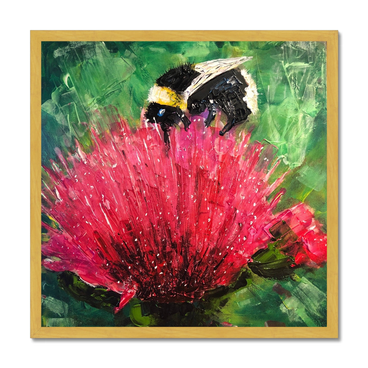 Scottish Paintings - ' The Thistle & The Bee ' Antique Framed Print