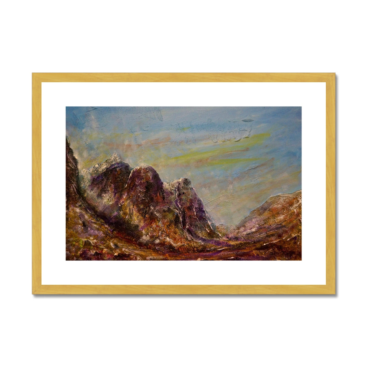 Scottish Paintings - ' Three Sisters Of Glencoe ' Antique Framed & Mounted Print