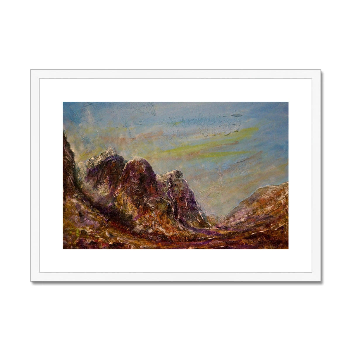 Scottish Paintings - ' Three Sisters Of Glencoe ' Framed & Mounted Print