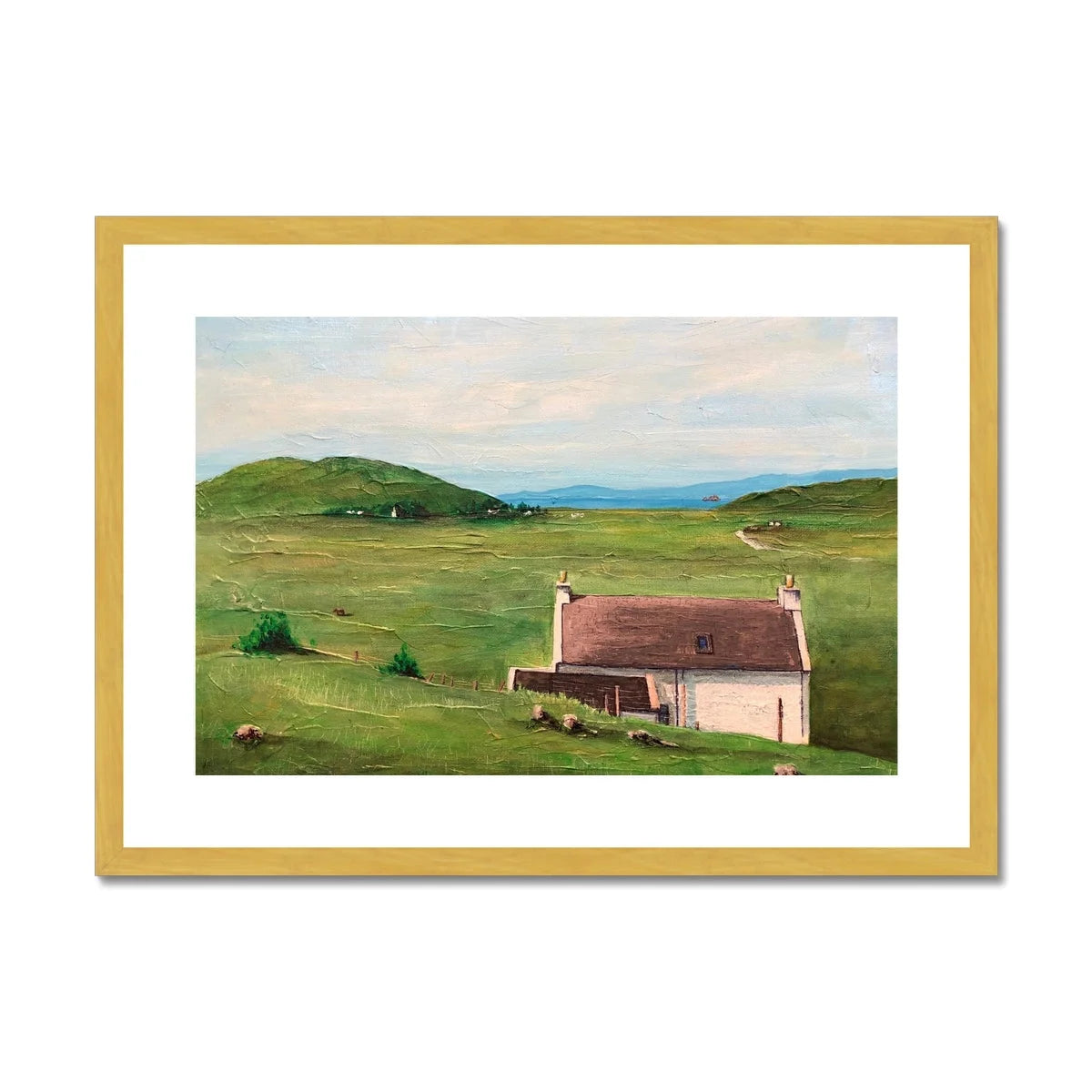 A Skye Cottage Antique Framed & Mounted Print - Art Gallery Scotland Worldwide Shipping Scottish Landscape Paintings and Prints by Artist