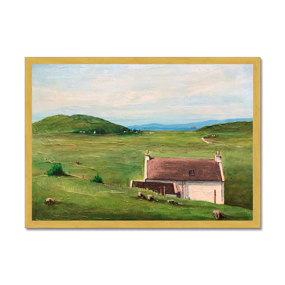 A Skye Cottage Antique Framed Print - Art Gallery Scotland Worldwide Shipping Scottish Landscape Paintings and Prints by Artist Hunter
