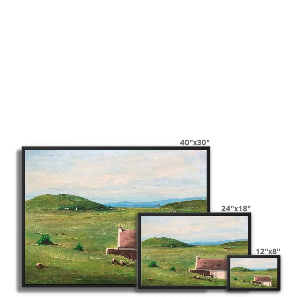 A Skye Cottage Framed Canvas - Art Gallery Scotland Worldwide Shipping Scottish Landscape Paintings and Prints by Artist Hunter