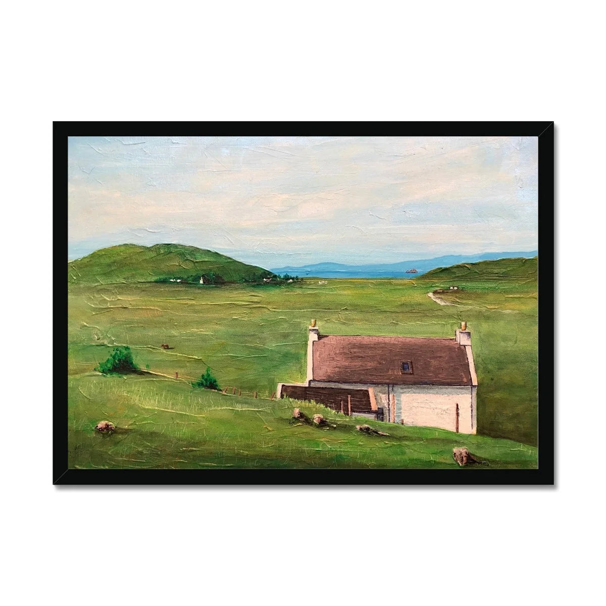 A Skye Cottage Framed Print - Art Gallery Scotland Worldwide Shipping Scottish Landscape Paintings and Prints by Artist Hunter