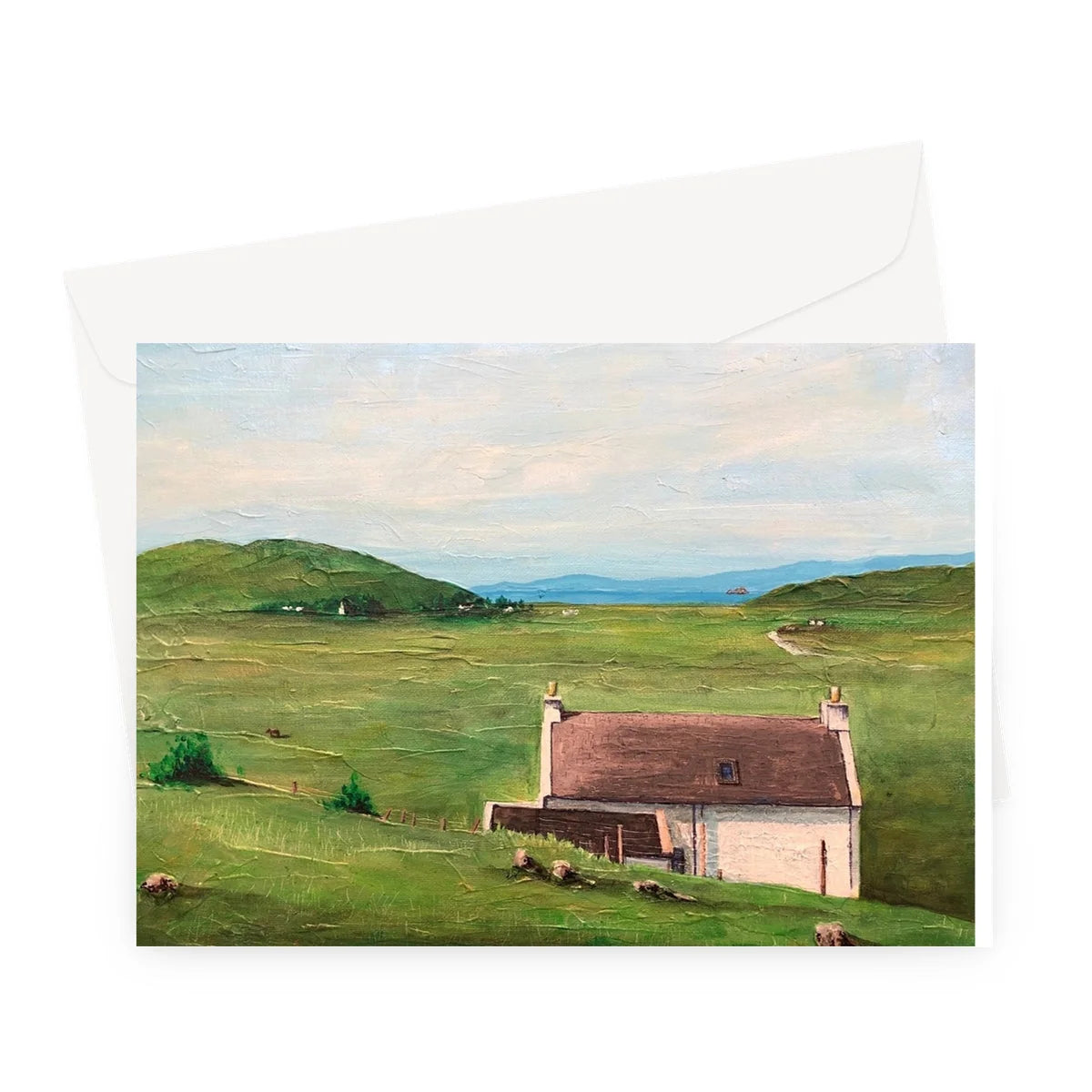 A Skye Cottage Greeting Card - Art Gallery Scotland Worldwide Shipping Scottish Landscape Paintings and Prints