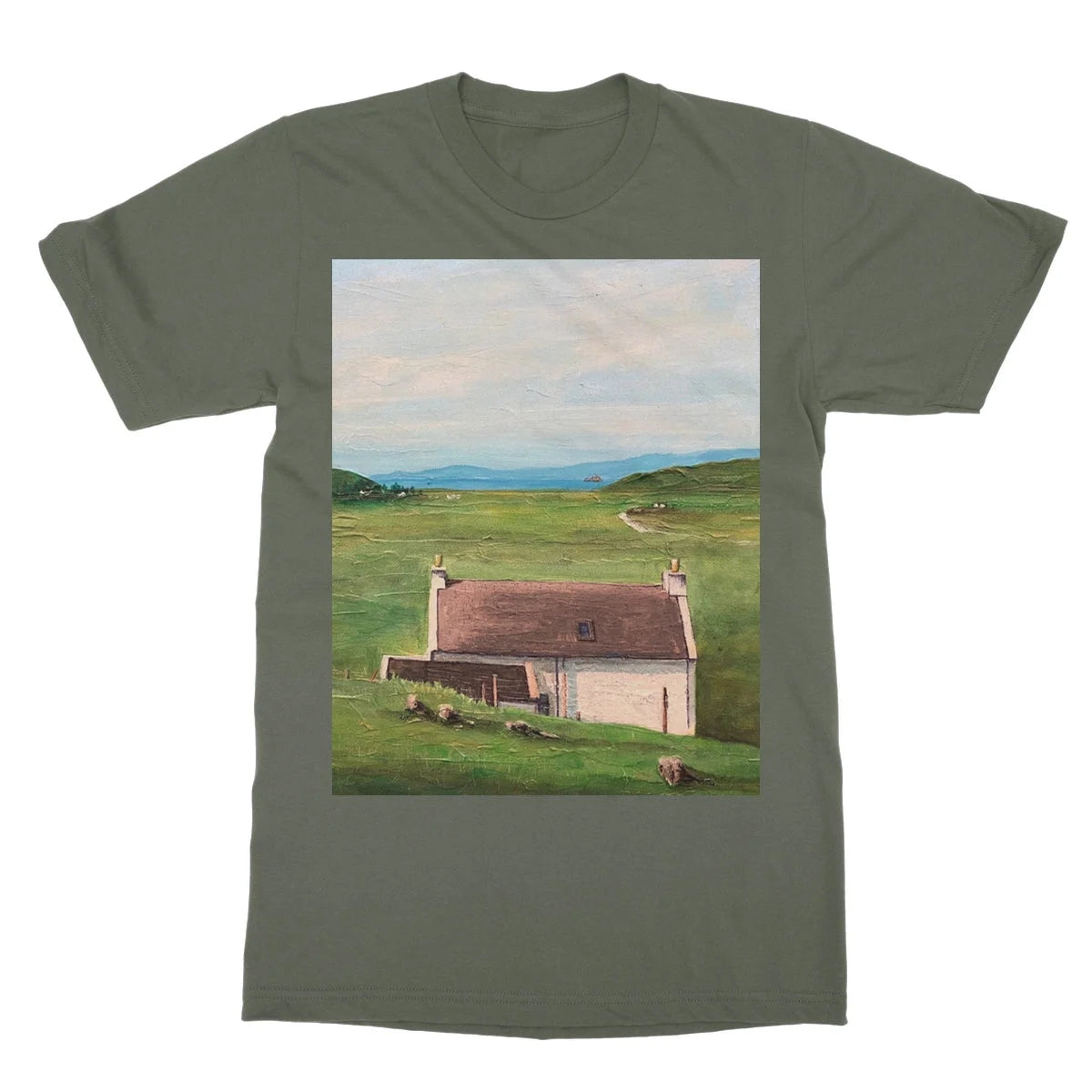 A Skye Cottage Softstyle T-shirt - Art Gallery Scotland Worldwide Shipping Scottish Landscape Paintings and Prints