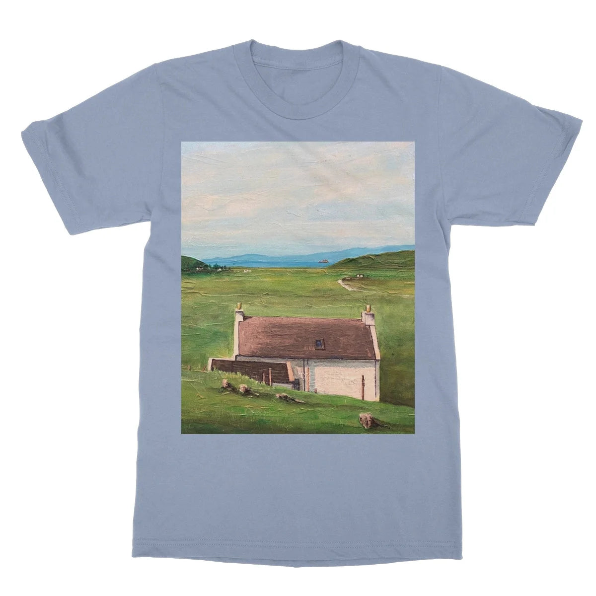 A Skye Cottage Softstyle T-shirt - Art Gallery Scotland Worldwide Shipping Scottish Landscape Paintings and Prints