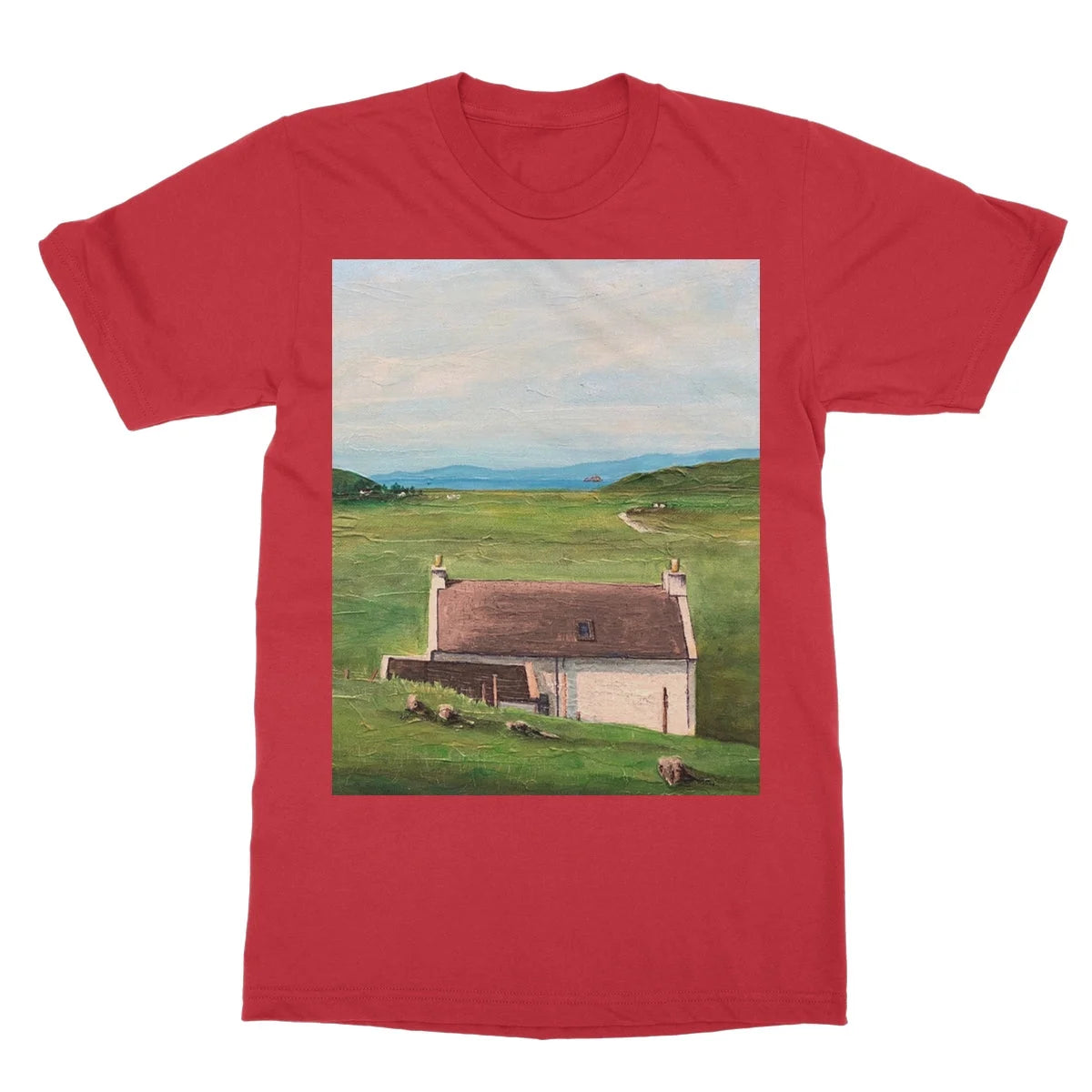 A Skye Cottage Softstyle T-shirt - Art Gallery Scotland Worldwide Shipping Scottish Landscape Paintings and Prints