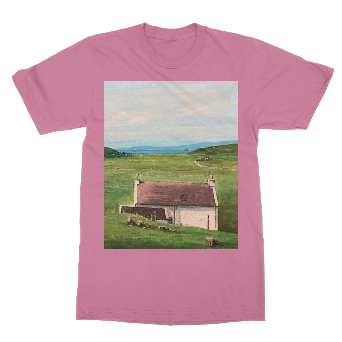 A Skye Cottage Softstyle T-shirt - Art Gallery Scotland Worldwide Shipping Scottish Landscape Paintings and Prints