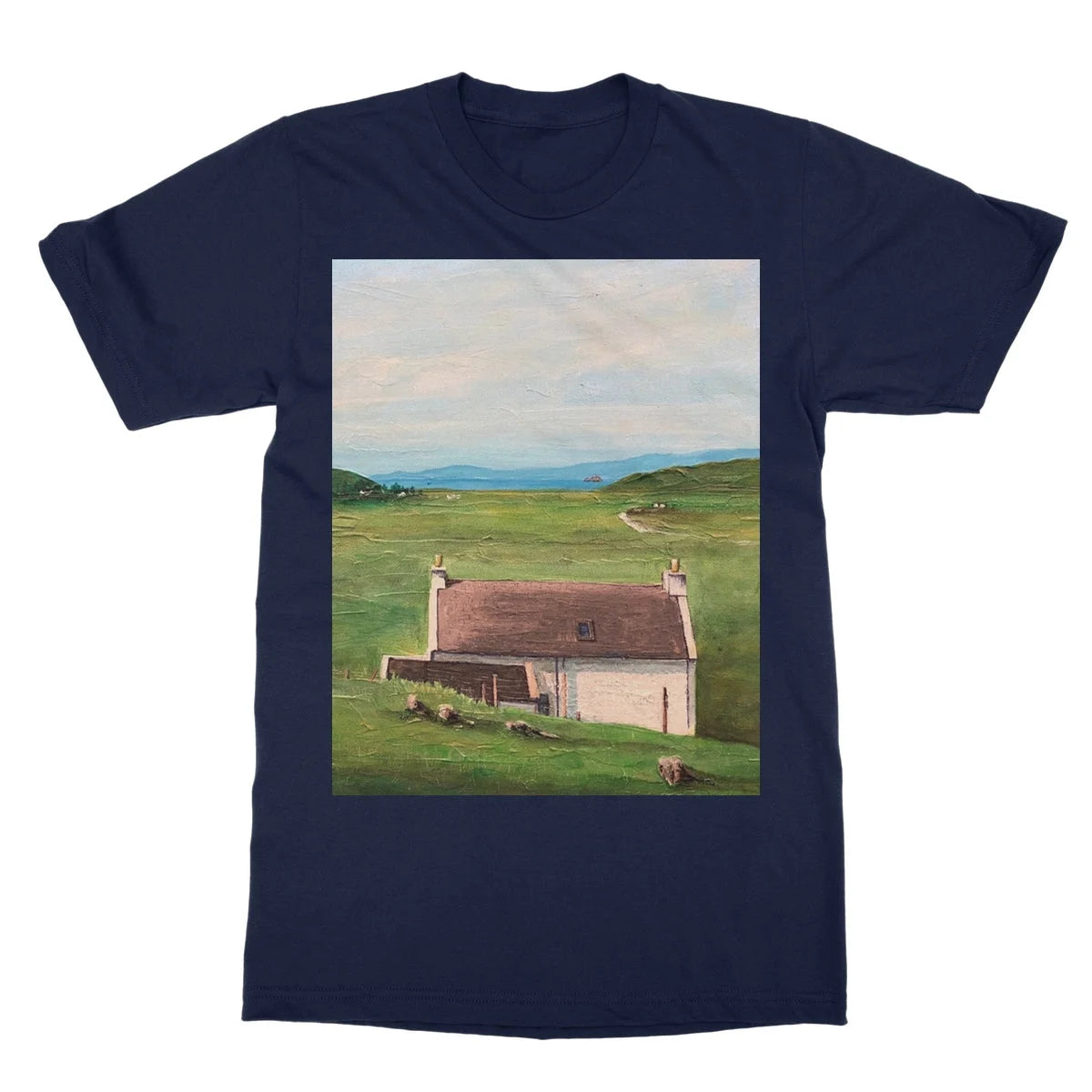 A Skye Cottage Softstyle T-shirt - Art Gallery Scotland Worldwide Shipping Scottish Landscape Paintings and Prints