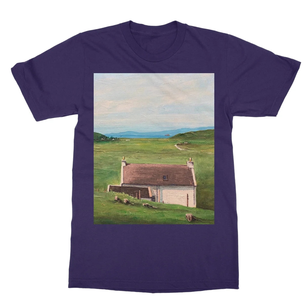 A Skye Cottage Softstyle T-shirt - Art Gallery Scotland Worldwide Shipping Scottish Landscape Paintings and Prints