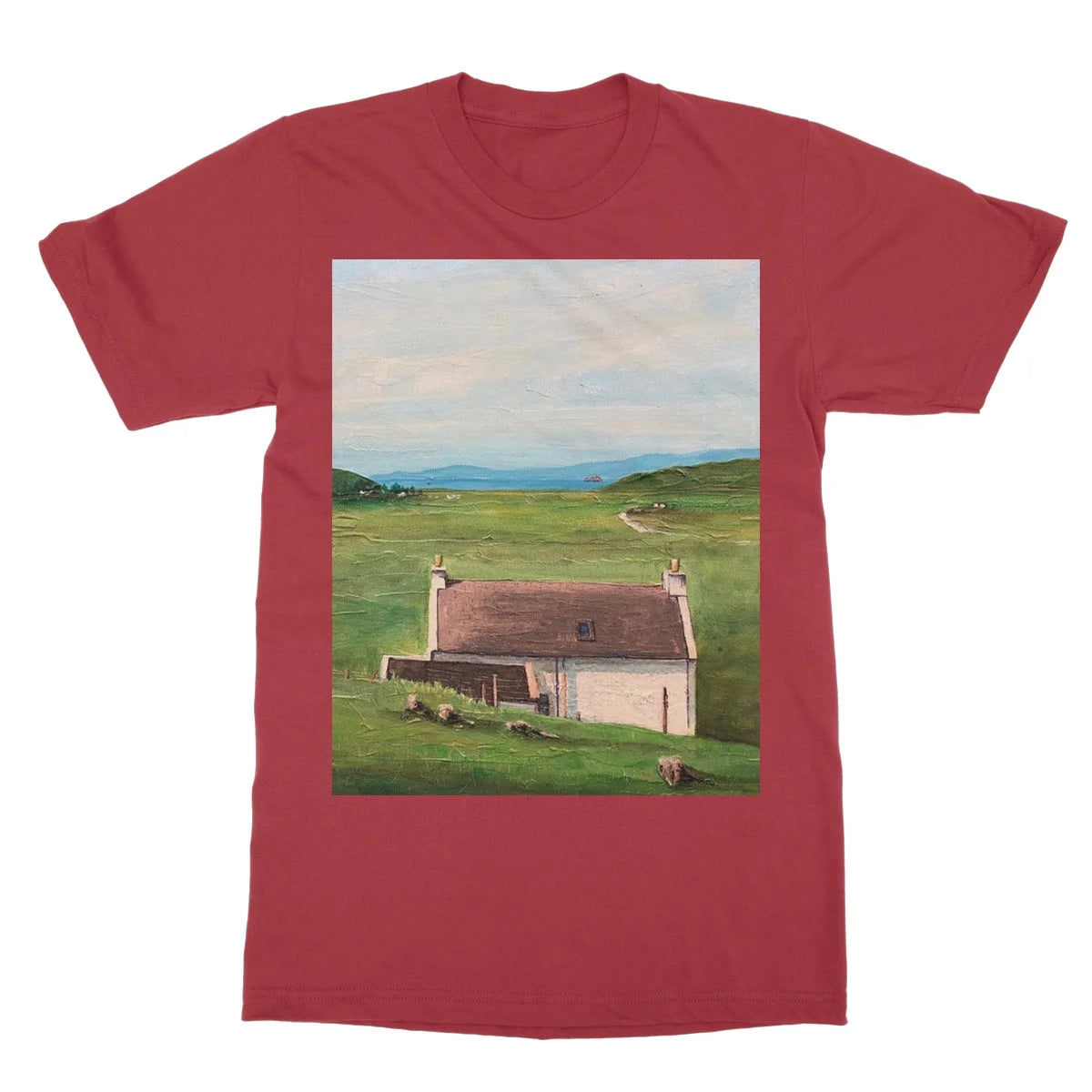 A Skye Cottage Softstyle T-shirt - Art Gallery Scotland Worldwide Shipping Scottish Landscape Paintings and Prints