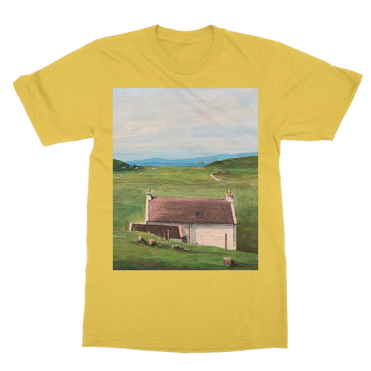 A Skye Cottage Softstyle T-shirt - Art Gallery Scotland Worldwide Shipping Scottish Landscape Paintings and Prints