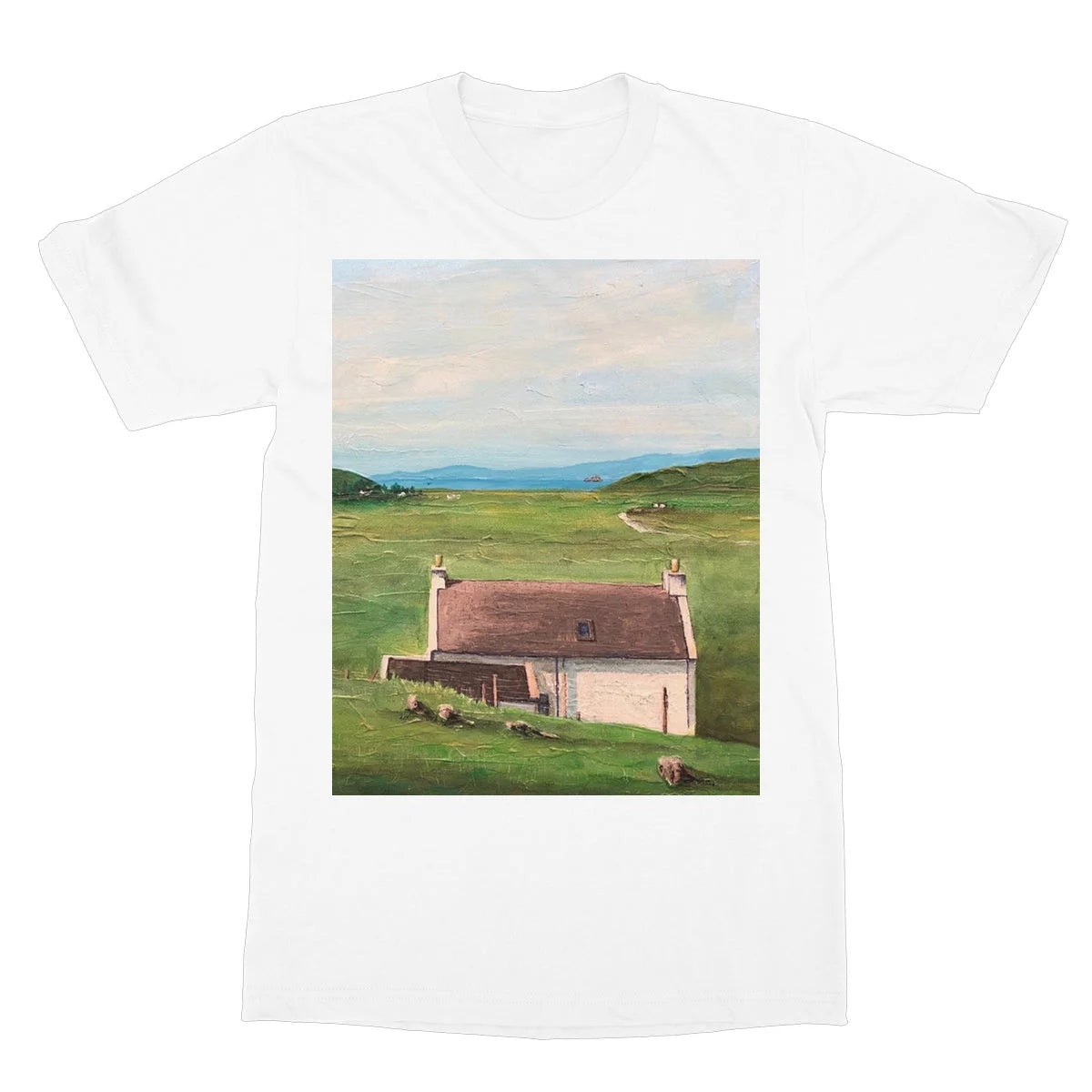 A Skye Cottage Softstyle T-shirt - Art Gallery Scotland Worldwide Shipping Scottish Landscape Paintings and Prints